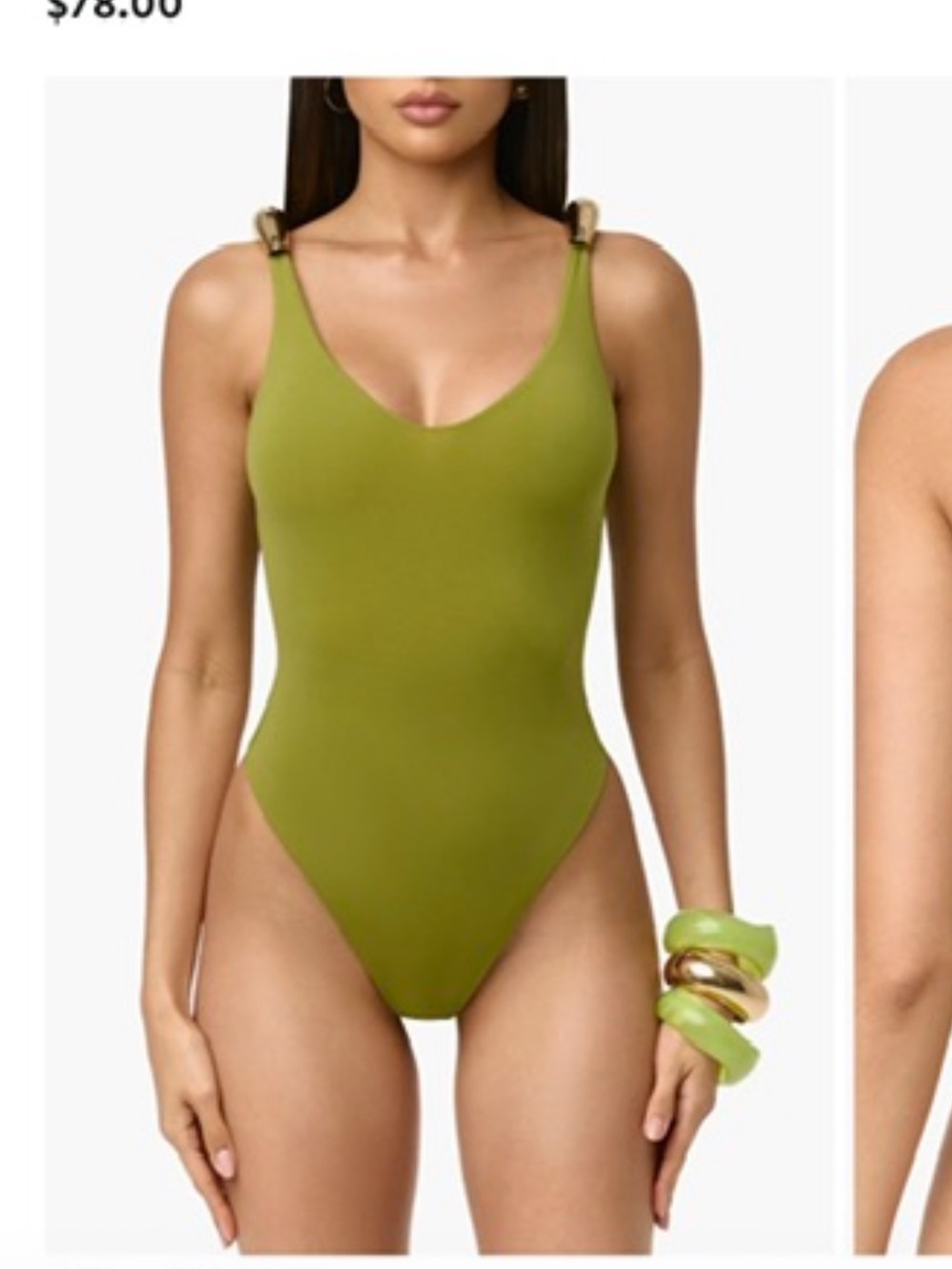 naked wardrobe Mojito One-Piece Bodysuit in Olive Green